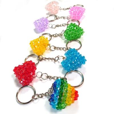 China Carry Heart Key Chain Beads Crystal Heart Handcrafted Crafts Love Best Gifts Party Colorful Pendant Selling Crafts for sale