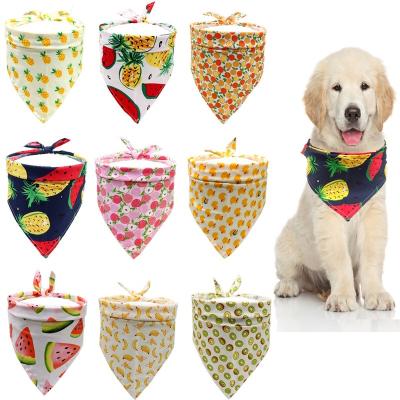 China Summer Viable Fruit Printed Cotton Bandanas Cat Bandana Collar Watermelon Pineapple Dog Pet Custom Logo Printing Bandana for sale