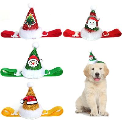 China Sustainable Festival Holiday Hat For Dogs Dog Santa Snowman Christmas Tree Hat Christmas Party Pets Accessories for sale