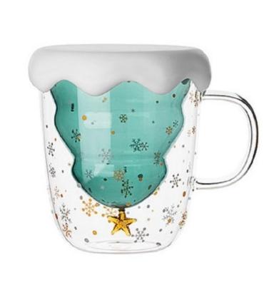 China Creative Star High Borosilicate Glass Food Grade Cup Christmas Tree Cup Mug Wish Safe Cup for sale