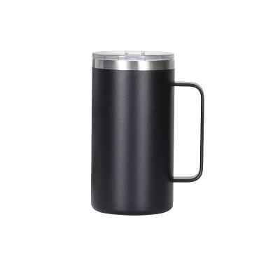 China Sustainable 24oz Vacuum Coffee Tumbler 700ml Thermos Mug Double Walled Tea Mug With Handle And Lid for sale