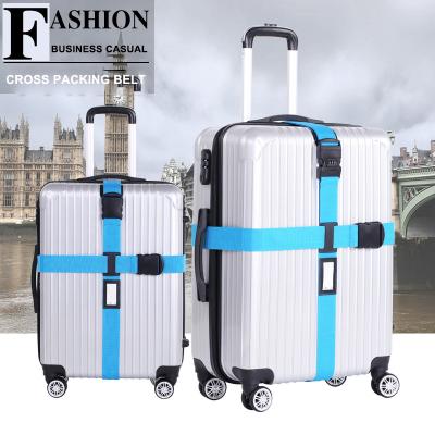 China Suitcase Custom Logo Polyester Custom Logo Adjustable Polyester Suitcase Bag/Tsa Lock Ladder Nylon Luggage Strap Belt With Lock for sale