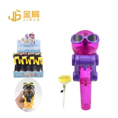 China Cartoon Toys Halal Hard Candy Robot Ball Lollipop Funny Candy Robot Lollipop Cartoon Candy Set Candy Toys Lollipop for sale