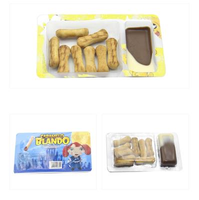 China Play + Eat OEM Cheap Chocolate Stick With Chocolate Jam Kids Snacks Chocolate Cookies for sale