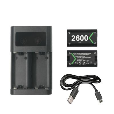 China ABS for xbox serie x battery pack with 2600mah 2pcs controller battery and 1 dual battery charger holder with charging cable for sale