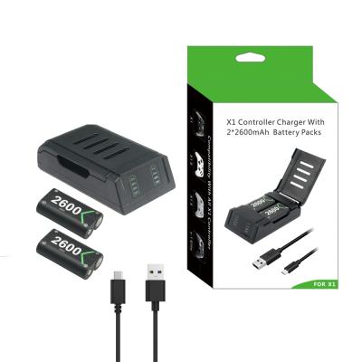 China ABS HHC for xboxone battery pack with 2600mah 2pcs controller battery and 1 dual battery charger dock with charging cable for sale