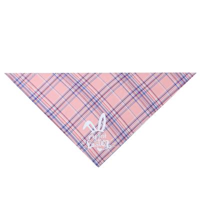 China Easter Bunny Pet Bandana Cotton Plaid Dog Cat Triangle Scarf Adjustable Plain Dog Saliva Viable Towel for sale