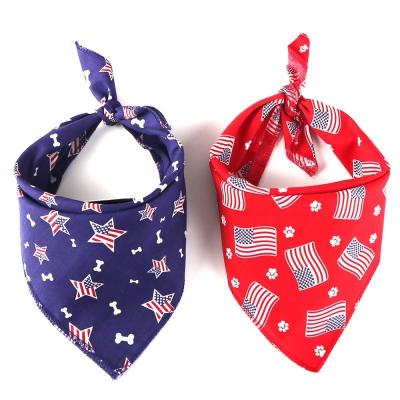 China Wholesale Viable Pet Scarf Festival Triangle Bibs American Flag Dog Bandanas For Independence Day for sale