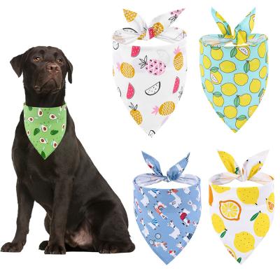 China Summer Sustainable Fruit Printed Cotton Bandanas Washable Dogs Pets Collar Triangle Scarf for sale