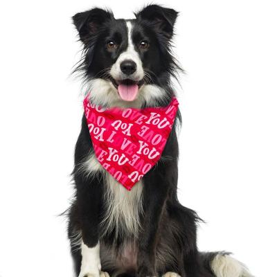 China Valentine's Day Pet Saliva Towel Pet Triangle Scarf Love Pattern Dog Sports Scarf Romantic Stocked Pet Accessories for sale