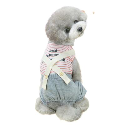 China Pet Viable Navy Clothes Striped Dog Suspenders Pet Clothes Summer Dog Clothing Pet Clothes Dog Striped Biped for sale