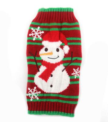 China New Year Sustainable Dog Sweaters Fashion Warm Snowman Knitted Sweaters Holiday Pet Clothes for sale