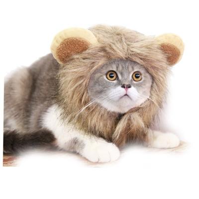 China Hotsale Viable Lion Mane Wig Hat Cat Dog Hat Funny Cute Pet Hat Halloween Christmas Clothes Costume With Ears Pet Clothes for sale