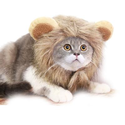 China Viable Fashion Pet Hat Lion Mane Wig Funny Cat Puppy Costume Adorable Pet Hat Halloween Costume Party Hat for sale