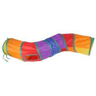 China Funny S-Shaped Foldable Dog Cat Tunnel Viable Folding Tunnel Tube 2 Holes Tube Cat Chasing Channel Colorful Pet for sale