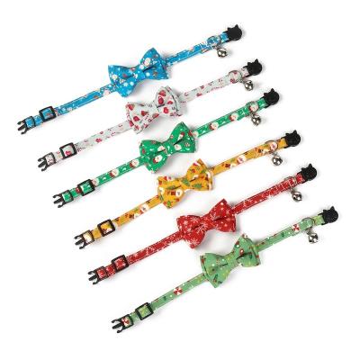 China Viable Adjustable Dog Cat Collar With Christmas Bow Tie and Bells for sale