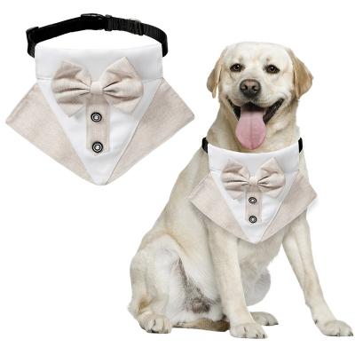 China Viable British Style Pet Triangle Towel Wedding Dog Cat Pet Collar With Bow Tie for sale