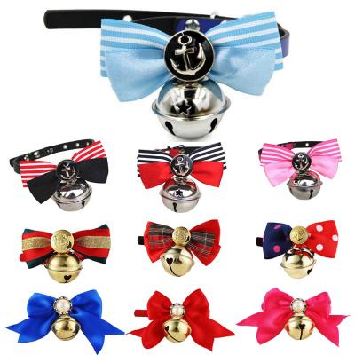 China Viable Fashion Bow Tie Shape Adjustable Dog Cat Collar With Big Bell for sale