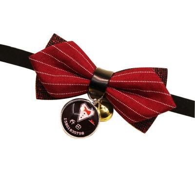 China Viable British Style Pet Triangle Towel Wedding Dog Cat Pet Collar With Bow Link Gentleman Pet Collar With Bells for sale