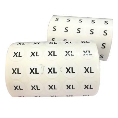 China Self Adhesive Circular Sizing Label Self Adhesive Sticker Garment Size Label For Clothes for sale