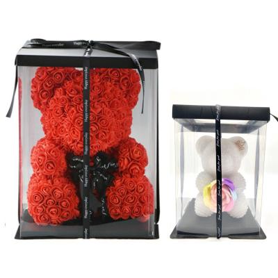 China Customized Transparent Paper Box Flower Craft Gift Rose Bear Gift Box Immortalized for sale