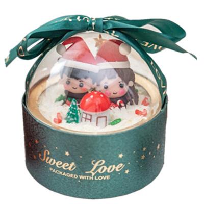 China Customized Gift Box Bucket Packaging Paper Transparent Red Green Round Cake Box for sale