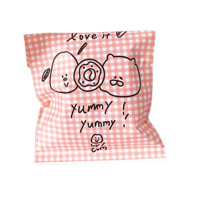 China Wholesale Orange UV Print Plaid Cartoon Abstract Painting Gift Bag Candy Small Size Cute Posingl Packaging Paper Bag for sale