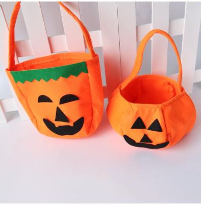 China Wholesale Recyclable Kids Chocolate Party Pumpkin Trick or Treat Halloween Decoration Candy Basket Tote Bag for sale