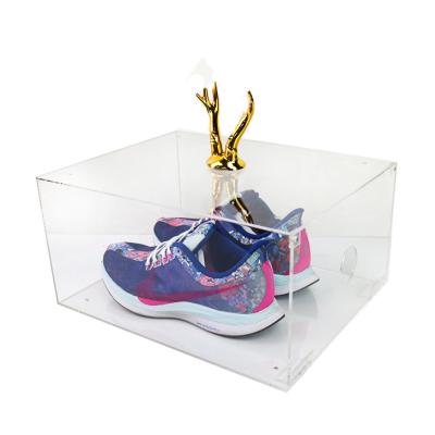 China Recyclable Custom Clear Acrylic Shoe Box, Sneaker Storage Box, Dustproof Flap, High Heel Shoe Display Box, Thickened for sale