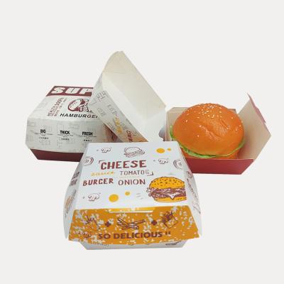 China Wholesale Disposable Card Box Disposable White Folding Paper Food Packaging Box Hamburger Food Box Free Packing for sale