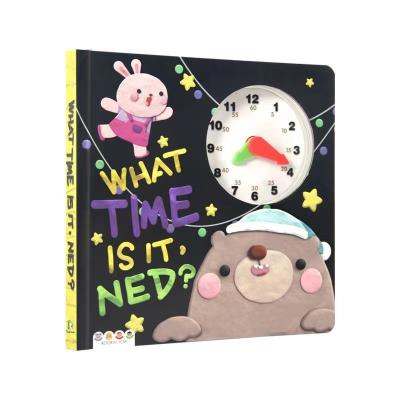 China White Paper Board What Time Is It Ned Board Book Time Perception Enlightenment Cardboard English Book for Children for sale