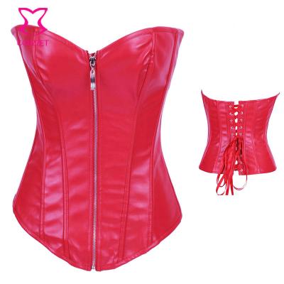 China Corzzet Overbust Viable Red Punk Jumpsuits for Women Leather Corsets and Bustiers for sale