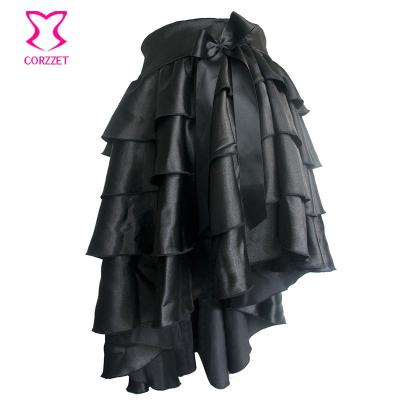 China Wholesale Black Corzzet Satin Steampunk Maternity Skirt Plus Size Gothic Victorian Punk Dress for sale