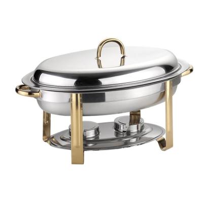 China Hotel Commercial Hot Stainless Steel Stove Buffet Metal Food Equipment Oval Food Preservation Food Warmer for sale