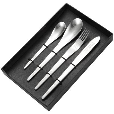 China Sustainable Reusable 304 Stainless Steel Travel Cutlery Set Knife Fork Camping Spoon for sale