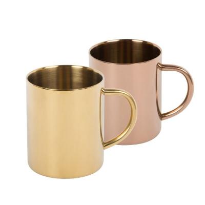 China Gold QC 304 Stainless Steel Double Layer Sustainable High Quality Straight Coffee Mug for sale