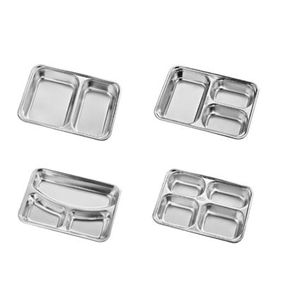 China Sustainable 304 Stainless Steel Dinner Plate Rectangular School Canteen Children's Kitchen Center Tableware for sale