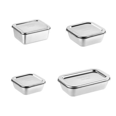 China Square Freshness Preservation 304 Stainless Steel Sample Lunch Box School Canteen Food Storage Box With Lid for sale