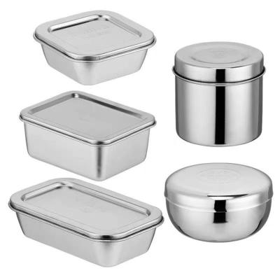 China Square Freshness Preservation 304 Stainless Steel Sample Lunch Box School Canteen Food Storage Box With Lid for sale