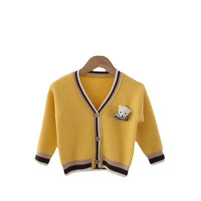 China B743 Korean children's pure color V-neck cardigan autumn and winter children's clothing breathable sweater boy children's clothing for sale