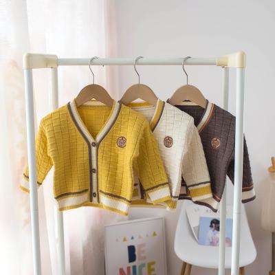 China B772 Autumn/winter 2021 children's sweater boys solid color V-neck breathable cardigan children for sale