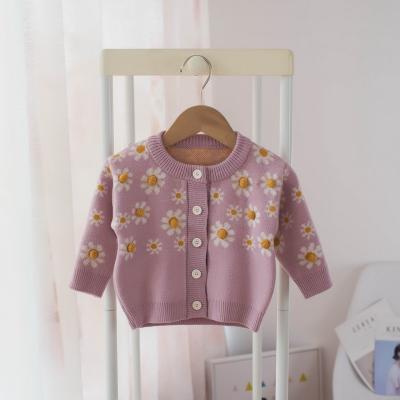 China Y692 autumn and winter 2021 children's sweater girl color sunflower children's pure breathable cardigan for sale