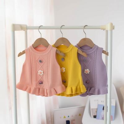 China Y599 Autumn and Winter 2021 Children's Sweater Baby Skirt Flower Vest Toddler Breathable Sweaters for sale