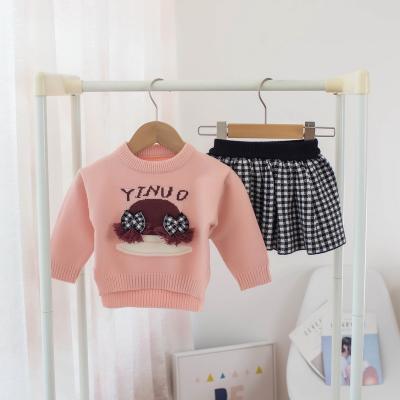 China T153 Autumn/Winter 2021 Children's Sweater Set Children's Sweater Set Breathable Baby Girl Baby Girl Cartoon Sweater Skirt Two Sets for sale