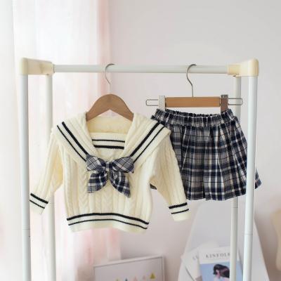 China T177 Autumn/Winter 2021 Children's Clothing Children's Breathable Sweater Set Girls Checked Two-Piece Set for sale