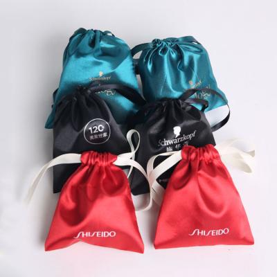 China Wholesale Custom Gift Drawstring Satin Pouch Bag Small Large With Logo Gift Satin Pouch for sale