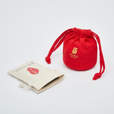 China Portable Folding Drawstring Cotton Bag Environmentally Friendly Reusable Storage Jewelry Bag Custom Cotton for sale