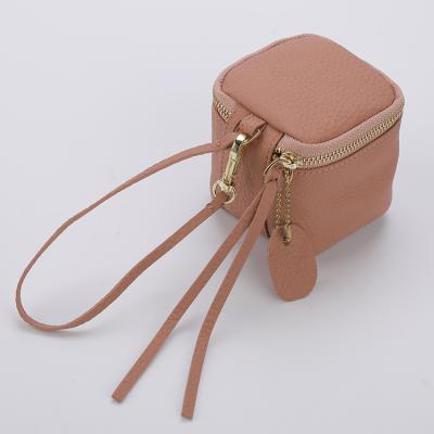 China Hot Sell Square Coin Purse Leather Folding Custom Cosmetic Bag Travel Cosmetic Bag With Shoulder Strap for sale