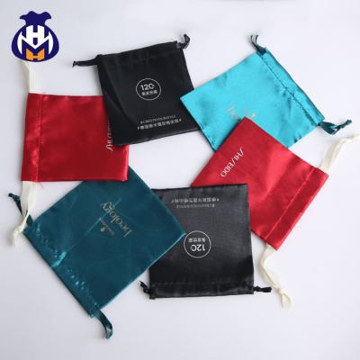 China Factory Wholesale Gift Satin Pouch Bag With Logo Custom Brand Logo Printing Luxury Satin Tote Bag for sale