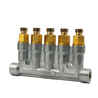 China Automotive Industry T8618 customized 2/3/4/5Ways volumetric Grease/Oil Oil Piston Distributor Value Manifold Block for lubrication systemCNC machine for sale